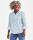 Фото #1 товара Women's Printed Cotton Button-Up Shirt, Created for Macy's