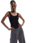 Фото #1 товара Monki ribbed fitted vest top with scoop neck in black