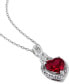 Фото #3 товара Macy's lab-Grown Ruby (2-3/4 ct. t.w.) & Diamond (1/20 ct. t.w.) Heart 18" Pendant Necklace in Sterling Silver