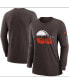 ფოტო #1 პროდუქტის Women's Brown Cleveland Browns Prime Split Long Sleeve T-shirt