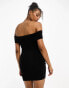 Pull&Bear bardot neckline mini dress in black