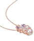 Фото #3 товара Macy's pink Cultured Freshwater Pearl (7 & 8-1/2mm) & Multi-Gemstone (2-1/3 ct. t.w.) Flower Cluster 18" Pendant Necklace in 18K Rose Gold-Plated Sterling Silver