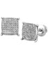 ფოტო #3 პროდუქტის Men's Diamond Cushion Cluster Stud Earrings (1/4 ct. t.w.) in Sterling Silver