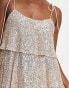 Style Cheat tiered sequin mini dress in champagne