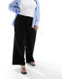 Фото #8 товара ASOS DESIGN Curve Wide leg dad trouser with linen in black