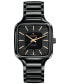 ფოტო #1 პროდუქტის Unisex Swiss Automatic True Square Black High-Tech Ceramic Bracelet Watch 38mm