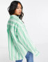 ASOS DESIGN oversized dad shirt in apple green stripe