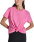 ფოტო #1 პროდუქტის Women's Cotton Stud Logo Knot-Front T-Shirt