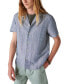 Фото #1 товара Men's Stripe Linen Short Sleeve Camp Collar Shirt