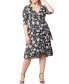 ფოტო #3 პროდუქტის Plus Size Flirty Flounce Midi Wrap Dress with 3/4 Sleeves