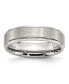 Stainless Steel Brushed and Polished 6mm Grooved Edge Band Ring