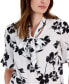 ფოტო #3 პროდუქტის Women's Printed Tie-Neck Ruffle-Sleeve Blouse