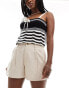 Фото #2 товара Hollister high rise linen tailored short in beige