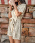 Women's Khaki Crochet Collared Short Sleeve Romper