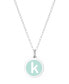 Фото #27 товара Auburn Jewelry mini Initial Pendant Necklace in Sterling Silver and Mint Enamel, 16" + 2" Extender