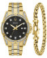 ფოტო #1 პროდუქტის Men's Classic Crystal Gold-Tone Stainless Steel Bracelet Watch Box Set 43mm