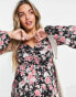 Missguided Maternity – Midaxi-Umstandskleid mit geraffter Taille in Schwarz mit Blümchenmuster