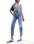Фото #2 товара Pimkie high waisted mom jeans in blue wash
