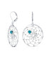 Фото #1 товара Blue Synthetic Turquoise Lever back Western Native American Indian Large Round Dream Catcher Earrings For Women Sterling Silver