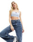 Tommy Jeans badge wide rib crop top in blue