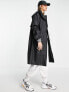 Фото #1 товара Selected Femme longline raincoat with toggle waist in black