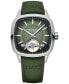 ფოტო #1 პროდუქტის Men's Swiss Automatic Freelancer Green Leather Strap Watch 40mm