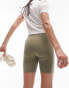 Фото #1 товара Topshop – Basic-Leggings-Shorts in verwaschenem Khaki