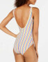 Kate Spade New York 266852 Women's Stripe Tie Front One Piece Swimsuit Size S