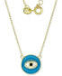 Фото #1 товара Macy's cubic Zirconia & Enamel Evil Eye Pendant Necklace in 14k Gold-Plated Sterling Silver, 16" + 2" extender