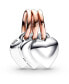 ფოტო #2 პროდუქტის Sterling Silver Two-Tone Splitable Family Generation of Hearts Triple Dangle Charm