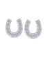 ფოტო #3 პროდუქტის Good Luck Horseshoe Equestrian Cubic Zirconia Pave CZ Stud Earrings Western Jewelry For Women Teen Graduation .925 Sterling Silver