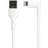 StarTech.com 6ft (2m) Durable USB A to Lightning Cable - White 90° Right Angled Heavy Duty Rugged Aramid Fiber USB Type A to Lightning Charging/Sync Cord - Apple MFi Certified - iPhone - 2 m - Lightning - USB A - Male - Male - White