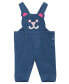 Baby Girls Bodysuit and Knit Denim Bear Overall, 2 Piece Set