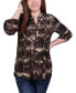 ფოტო #1 პროდუქტის Petite 3/4 Roll Tab Sleeve Y-Neck Top