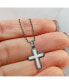 White Bronze Plated Scratch Cross Pendant Ball Chain Necklace