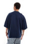 Dr Denim Curtis oversized fit around the world embroidery t-shirt in navy blue