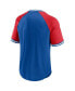 ფოტო #2 პროდუქტის Men's Royal, Red Buffalo Bills Second Wind Raglan V-Neck T-shirt