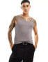 Фото #1 товара ASOS DESIGN muscle rib vest with square neck in charcoal