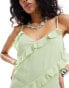 Pretty Lavish asymmetric cami ruffle midaxi dress in pistachio