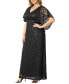 Фото #3 товара Women's Plus Size Celestial Cape Sleeve Sequined Lace Gown