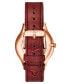 ფოტო #2 პროდუქტის Men's Red Genuine Leather Strap Watch 38mm