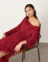 ASOS EDITION fringe slouchy off shoulder maxi dress in red