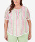 Фото #1 товара Plus Size Miami Beach Vertical Striped Top with Necklace