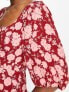 Фото #3 товара Nobody's Child Kenya puff sleeve midi dress in red floral