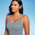 Lands' End Women's UPF 50 Geo Print Border Underwire Square Neck Tankini Top -