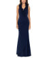 Фото #1 товара Women's Ruffled-V-Neck Sleeveless Ruched Gown