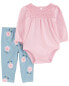 Фото #7 товара Baby 2-Piece Eyelet Long-Sleeve Bodysuit Pant Set 12M