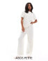 Фото #1 товара ASOS DESIGN Petite mix & match waffle & lace pyjama trouser in ivory