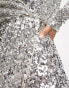 Фото #6 товара Forever New wrap front sequin mini dress in silver