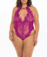 Фото #1 товара Plus Size High Neck Soft Embroidered Teddy with Crossing Elastic Details